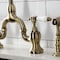 Kingston Brass Bridge Kitchen Faucet with Brass Sprayer, Antique Brass KS7793BPLBS - alternate 2